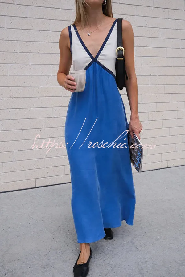 Perfect for Summer Weddings Satin Contrast Colour Relaxed Maxi Dress