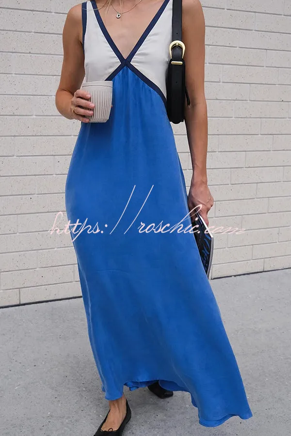 Perfect for Summer Weddings Satin Contrast Colour Relaxed Maxi Dress