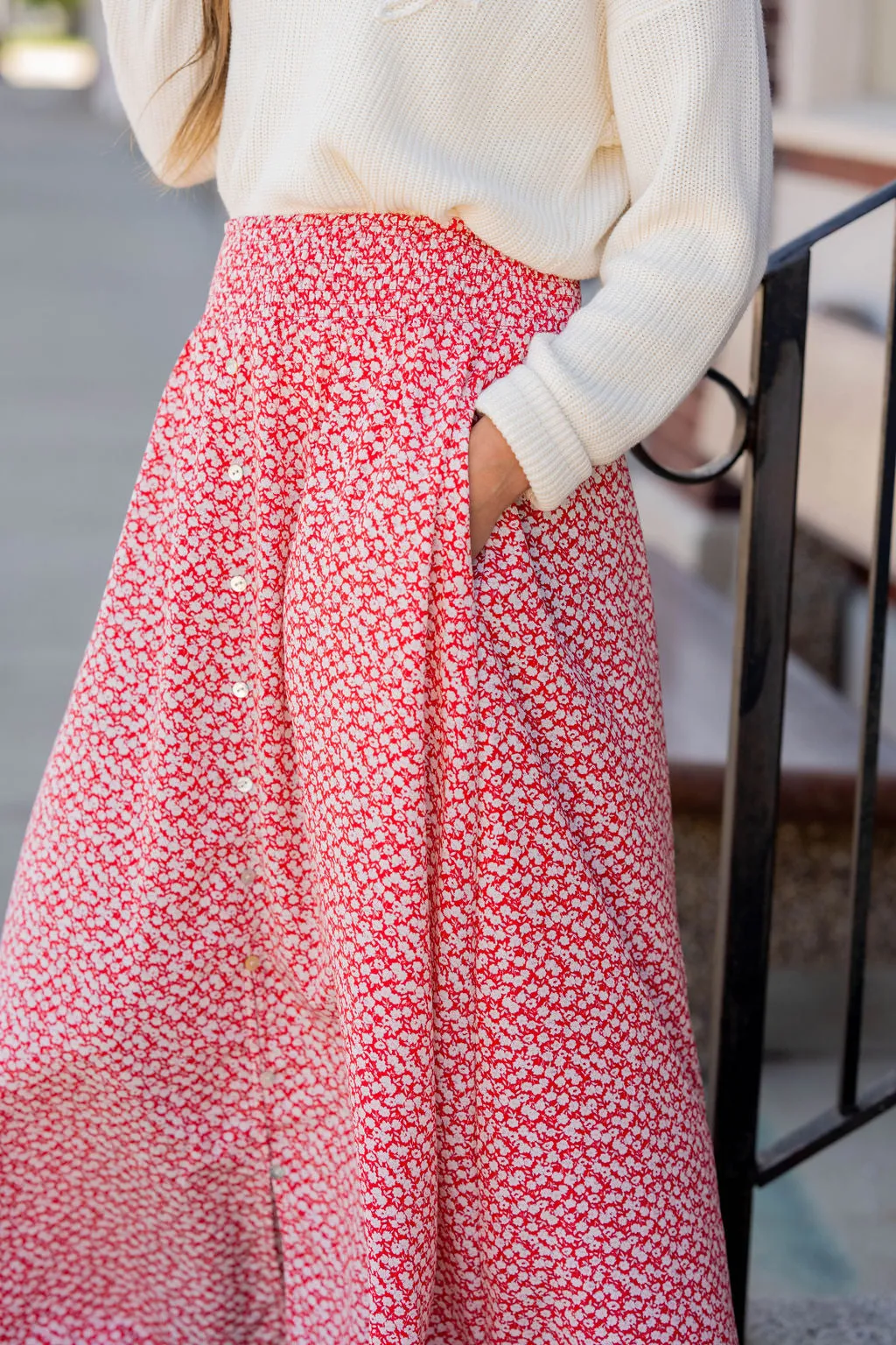 Petunia Button Accented Maxi Skirt