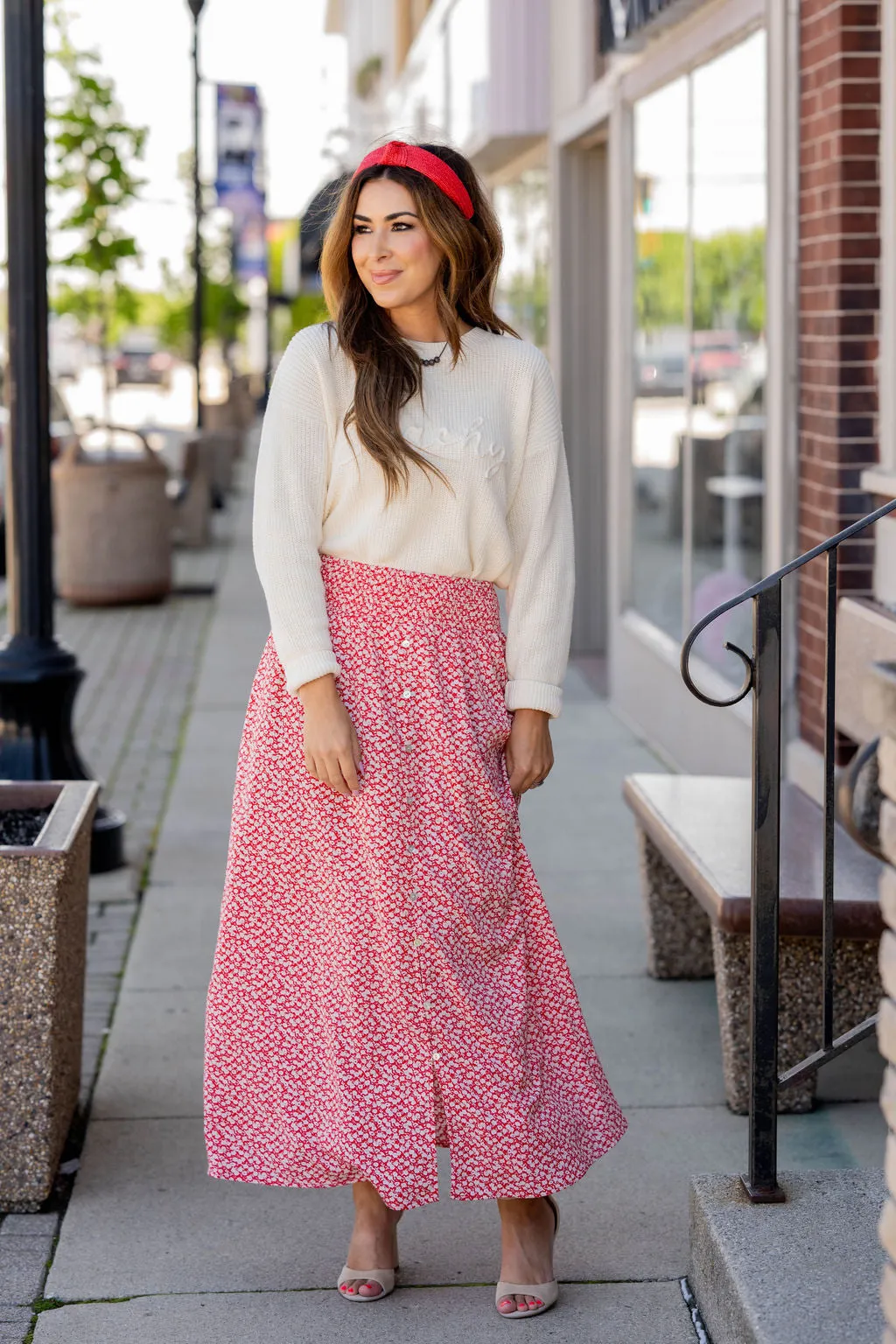 Petunia Button Accented Maxi Skirt