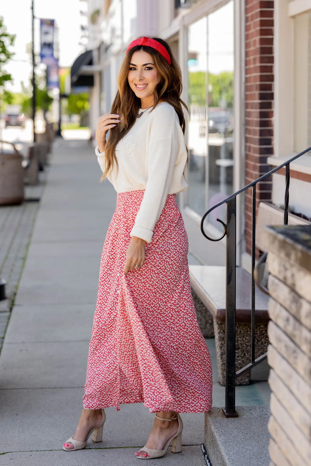 Petunia Button Accented Maxi Skirt