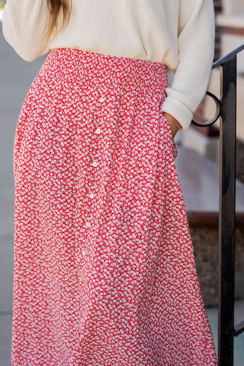 Petunia Button Accented Maxi Skirt