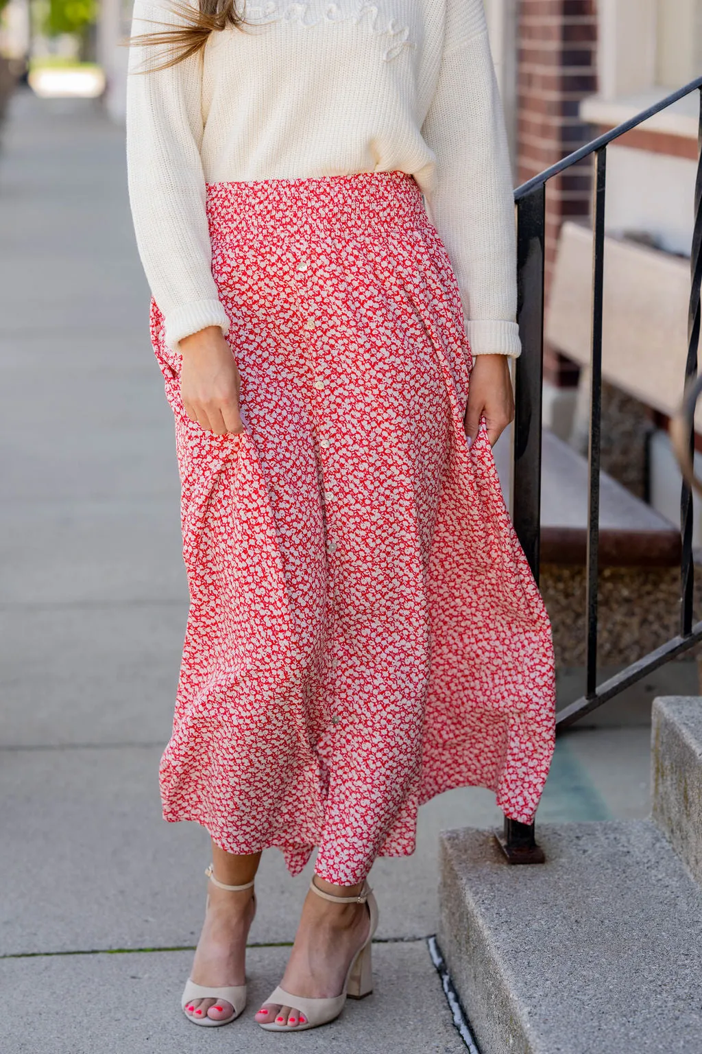 Petunia Button Accented Maxi Skirt