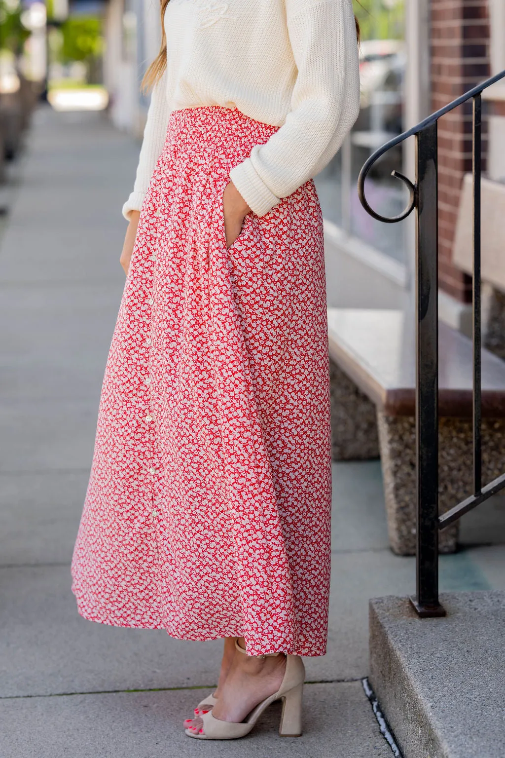 Petunia Button Accented Maxi Skirt