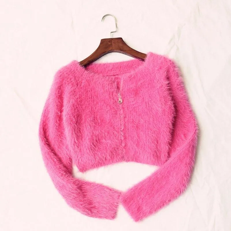 Pink Fur Crop Top