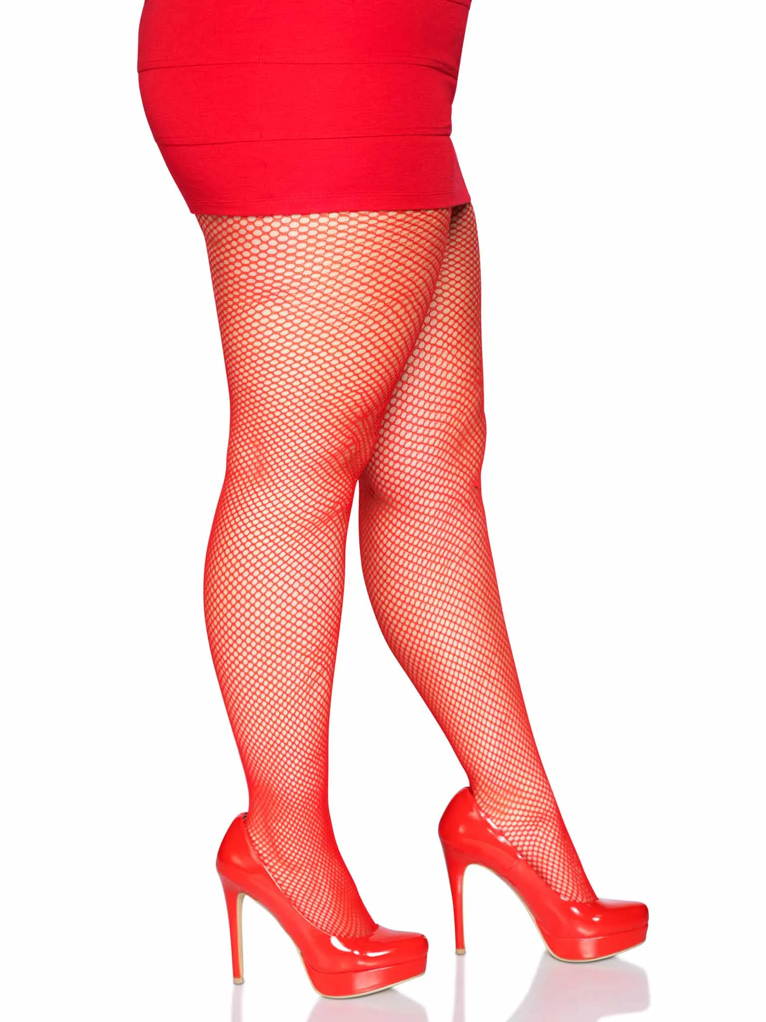 Plus Size Risa Nylon Fishnet Tights