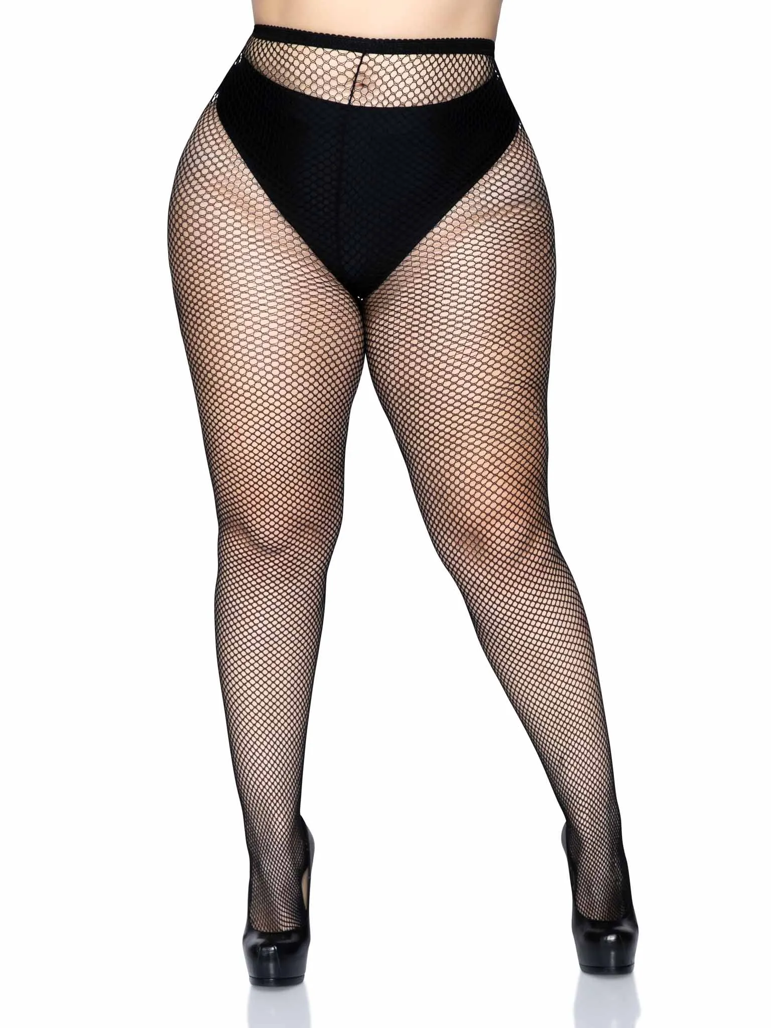 Plus Size Risa Nylon Fishnet Tights