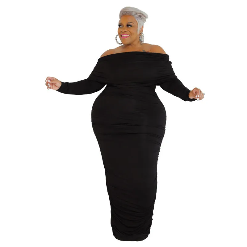 Plus Size Sexy Off The Shoulder Bodycon Maxi Dress