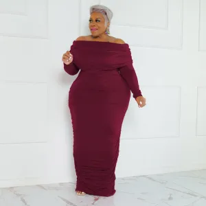 Plus Size Sexy Off The Shoulder Bodycon Maxi Dress