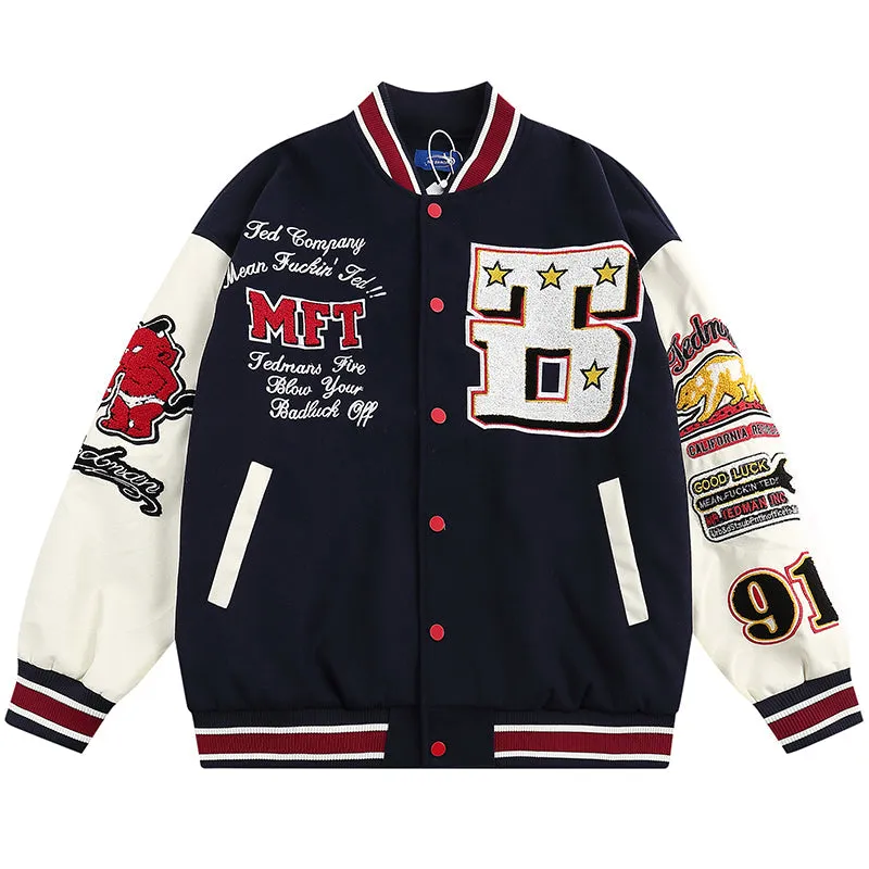 PopFlying College Baseball Jacket Flocking Pattern