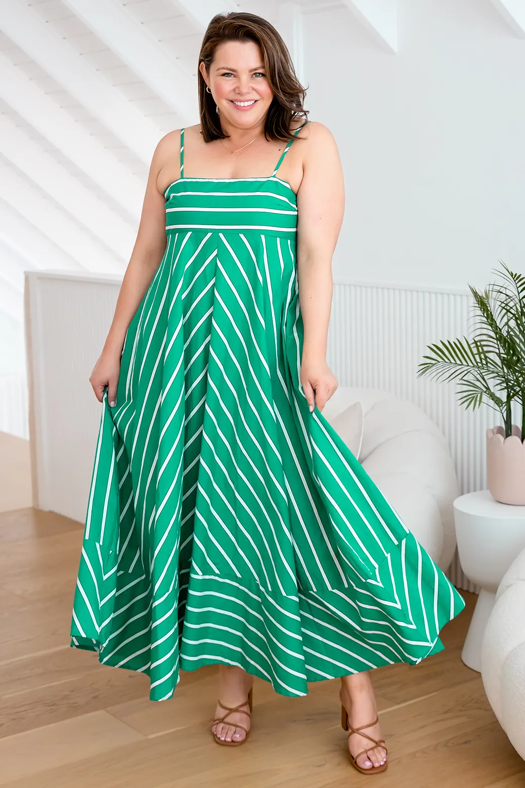 Portafino Maxi Dress Green Stripe