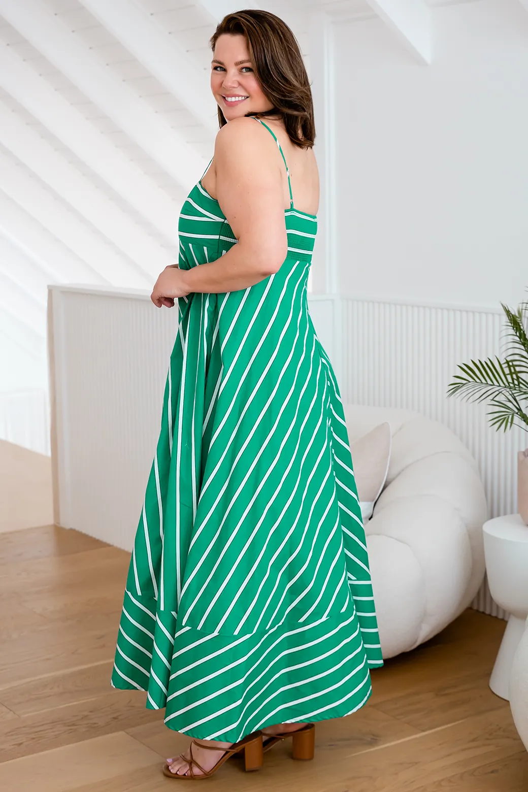 Portafino Maxi Dress Green Stripe