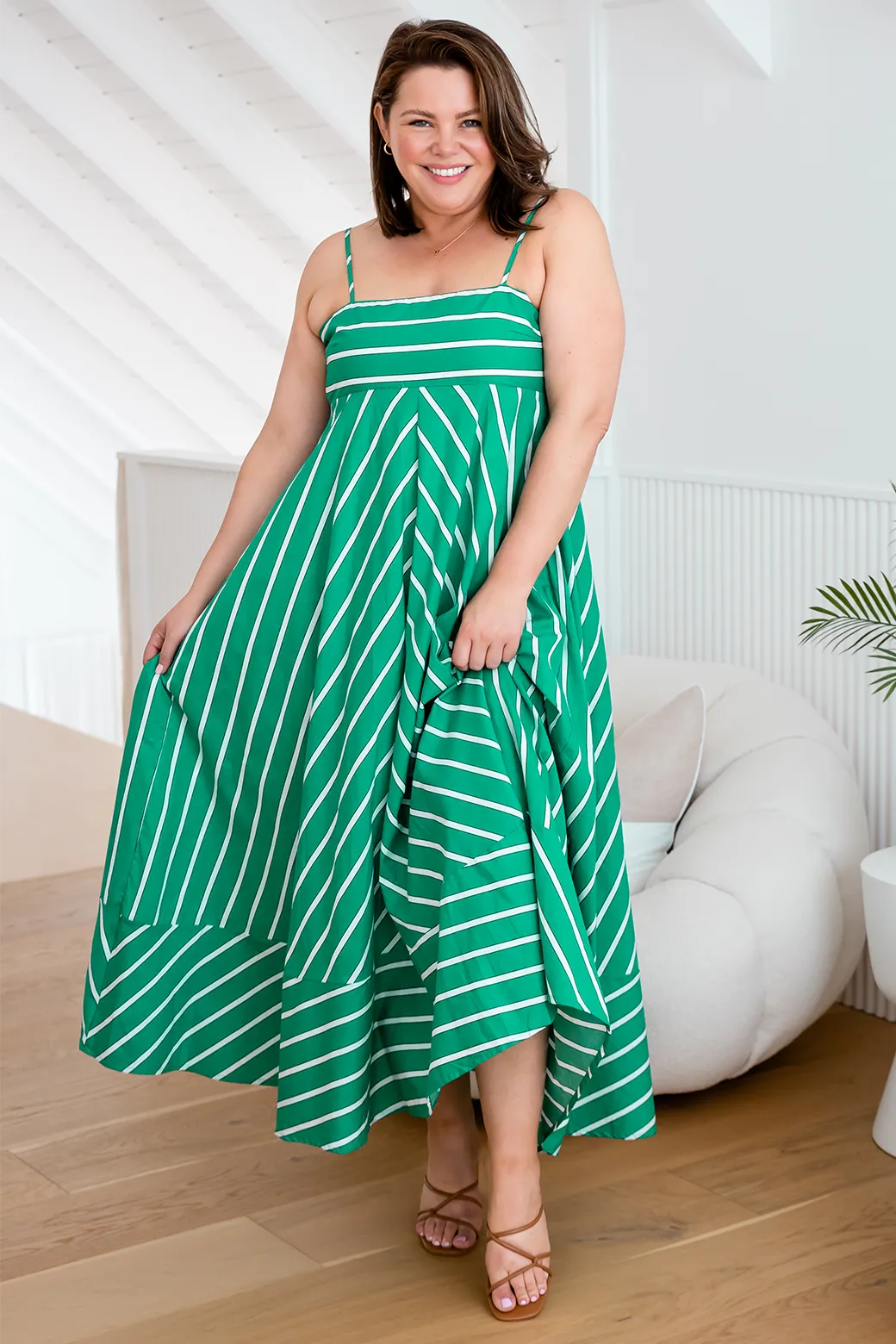 Portafino Maxi Dress Green Stripe