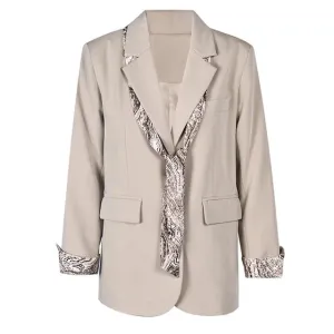 Pre Order:  Big Khaki Printed Blazer