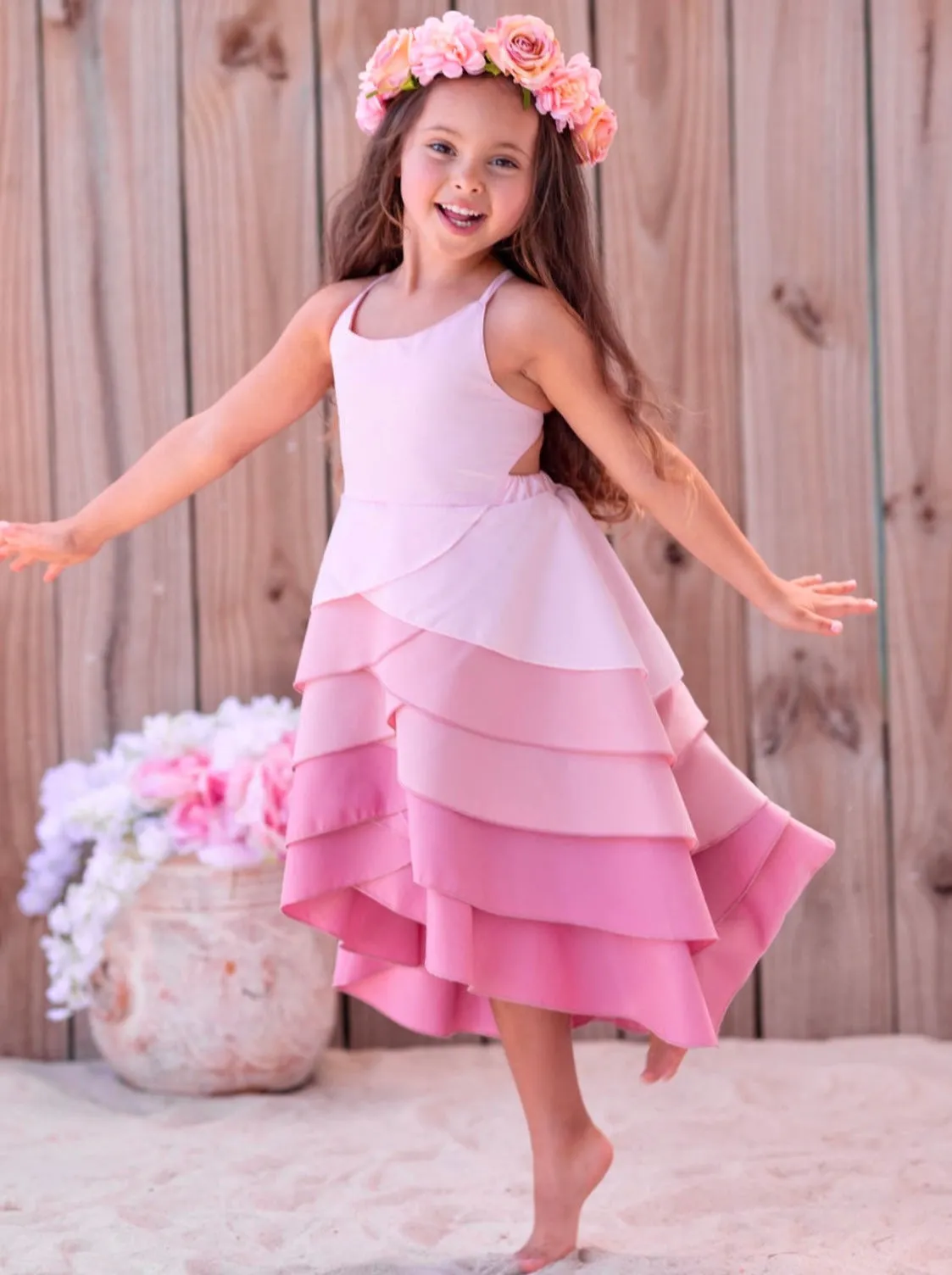 Pretty Petal Bubblegum Tiered Dress