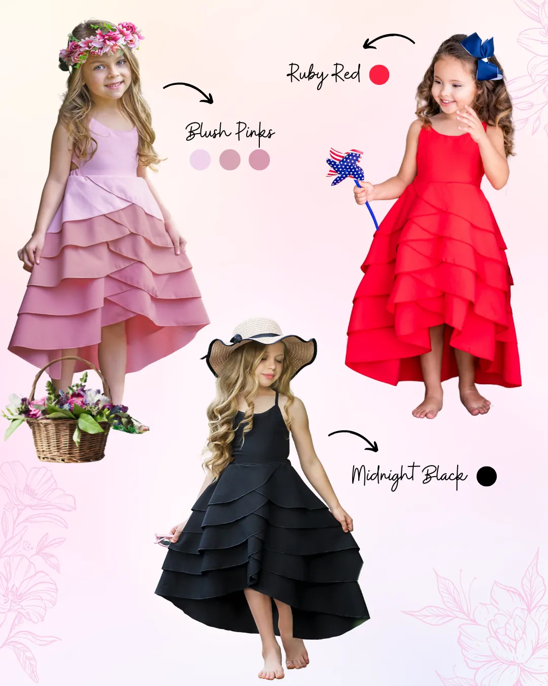 Pretty Petal Ruby Tiered Dress