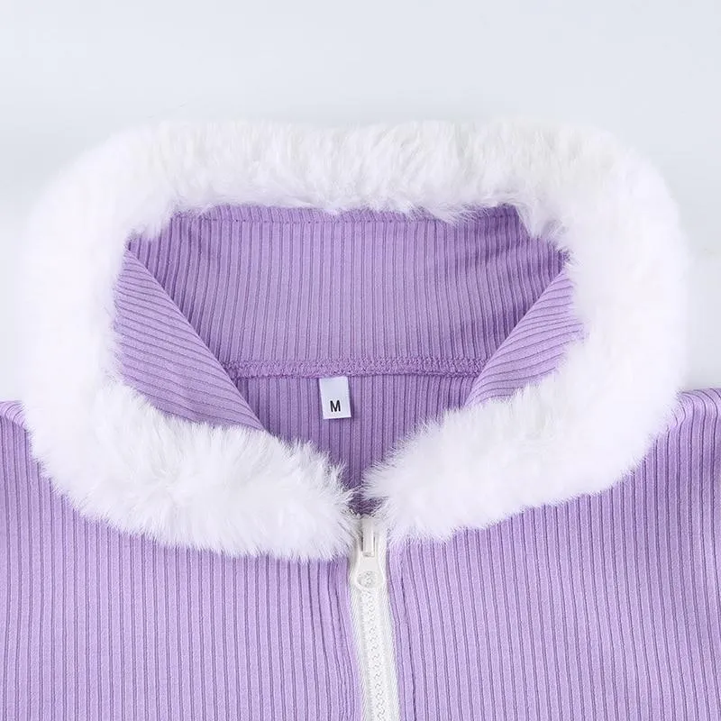 Purple Fur Crop Top