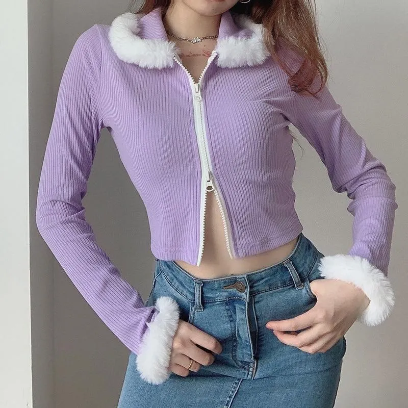 Purple Fur Crop Top