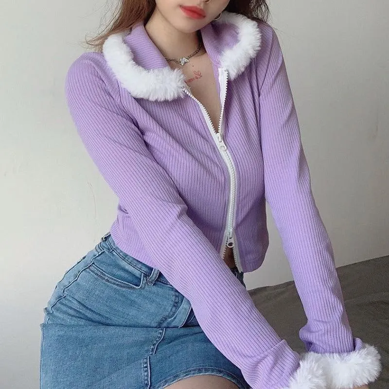 Purple Fur Crop Top