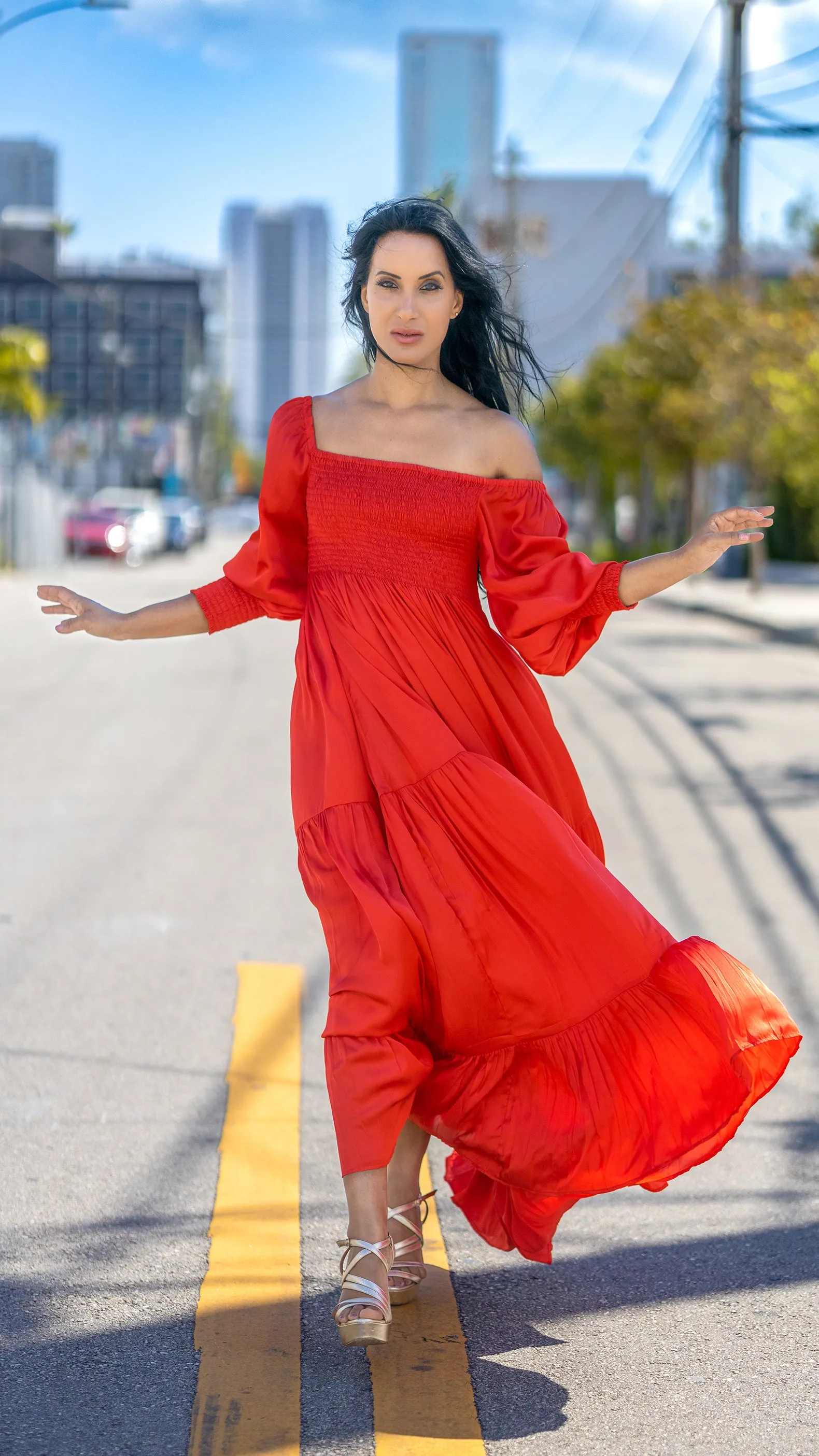 "Universe Awaits" Genesis Maxi Dress, Granada Red