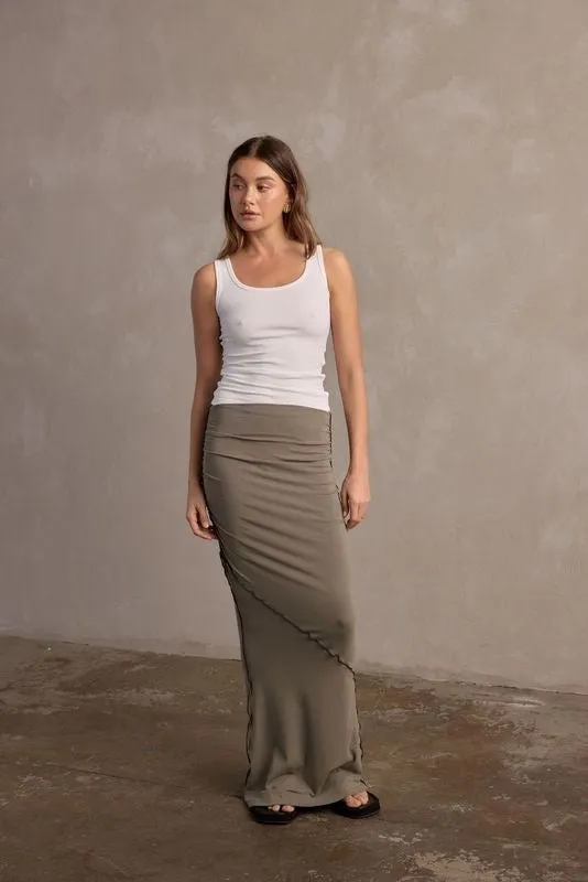 Raef The Label Charlotte Jersey Skirt - Olive