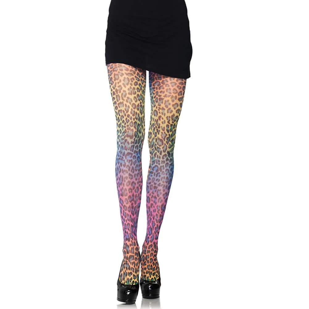 Rainbow Cheetah Print Tights