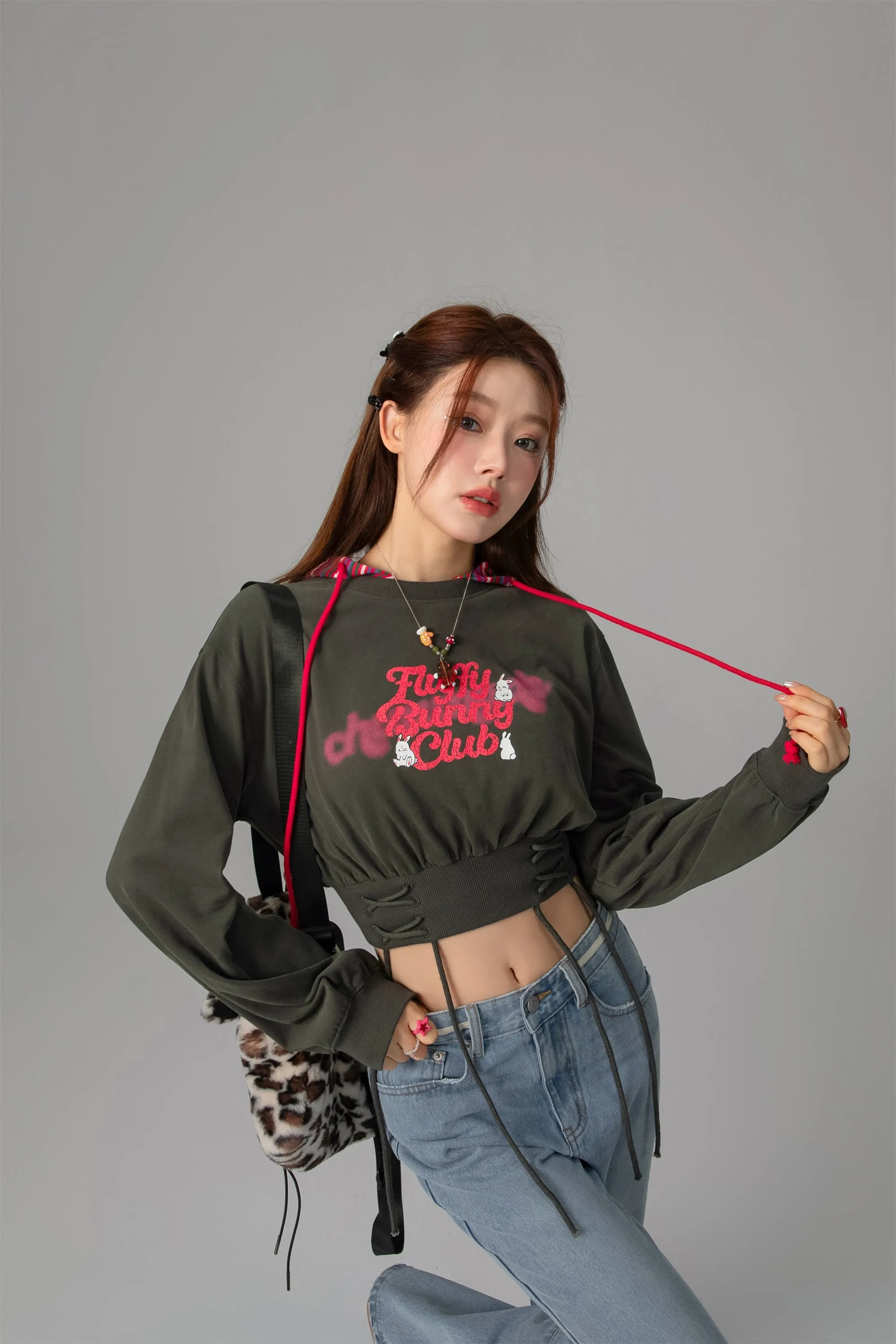 Red Bunny Cropped Sweater