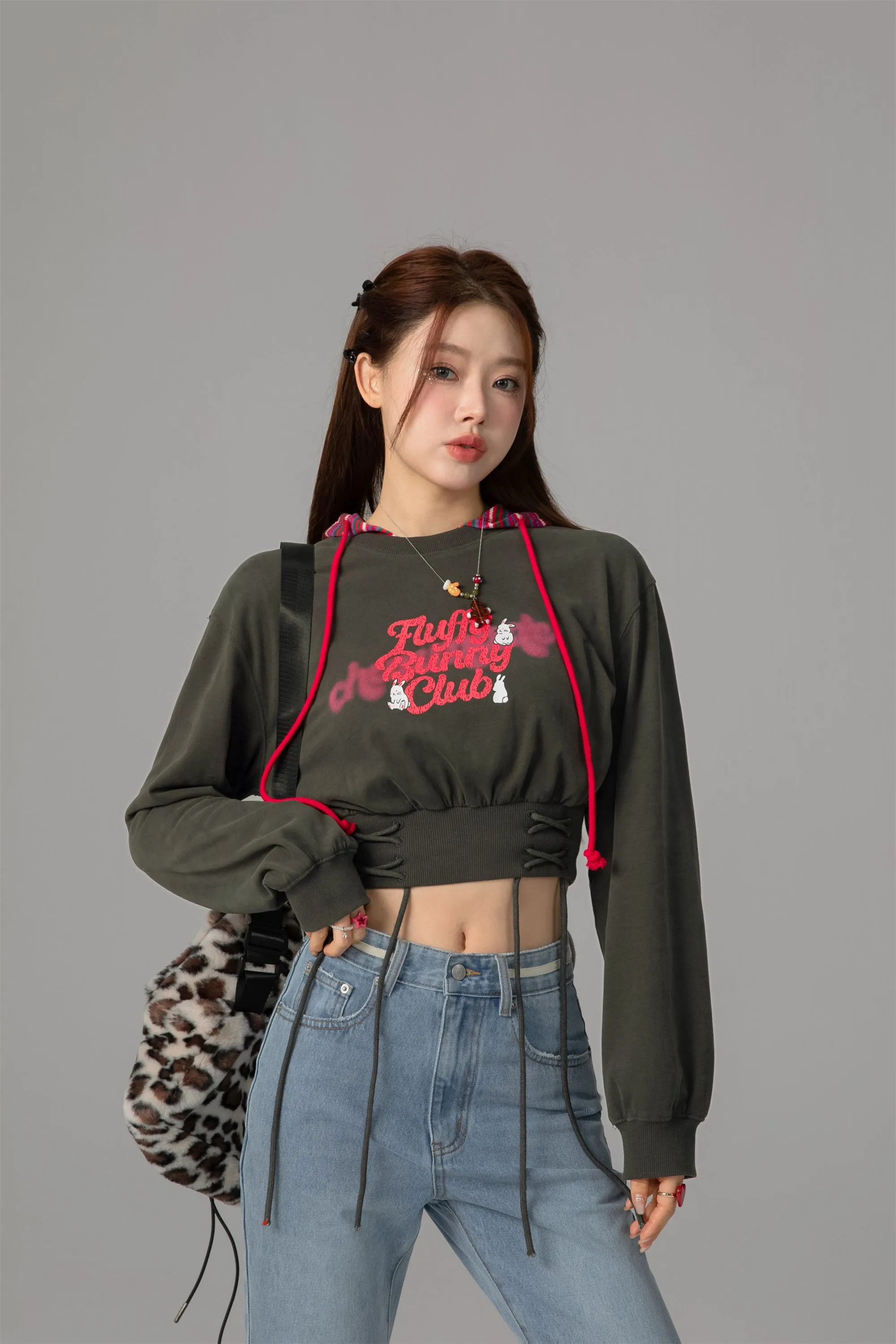 Red Bunny Cropped Sweater