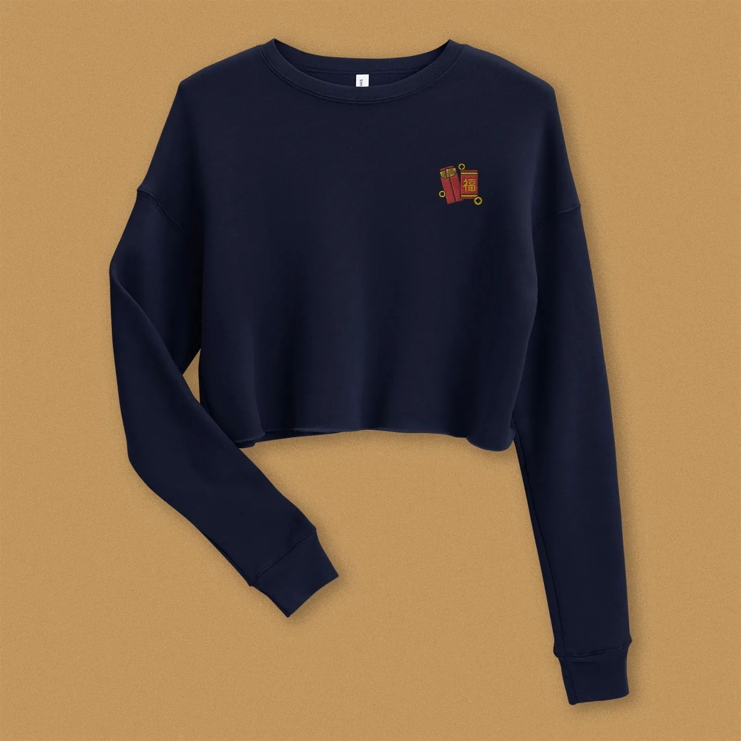 Red Envelope Embroidered Crop Sweatshirt