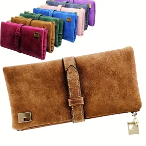 Retro Chic Frosted Long Clutch Wallet - Spacious Card Slots & Phone Pouch - Secure Money Purse for Fashion-Forward Women