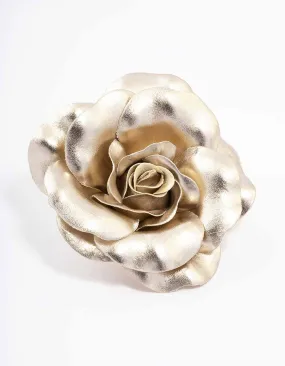 Rhodium Large Metallic Corsage Flower Hair Claw Clip