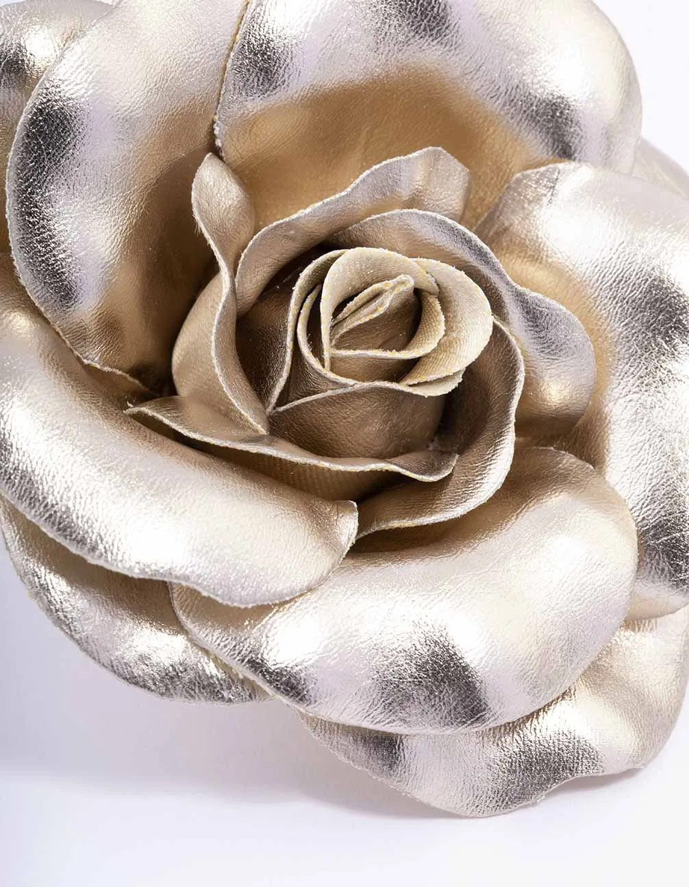 Rhodium Large Metallic Corsage Flower Hair Claw Clip