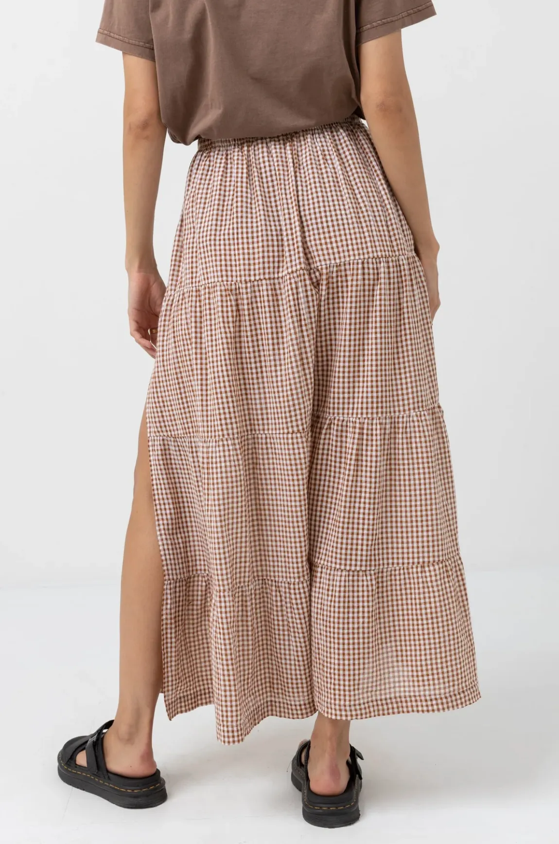 Rhythm Lola Check Tiered Maxi Skirt