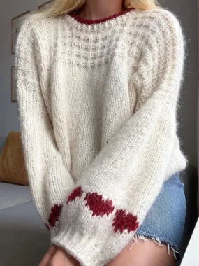 Romantic Heart Sweater with Lantern Sleeves