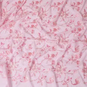 Rose Reverie Embroidered Cotton Voile Fabric - 110cm Width-D17563