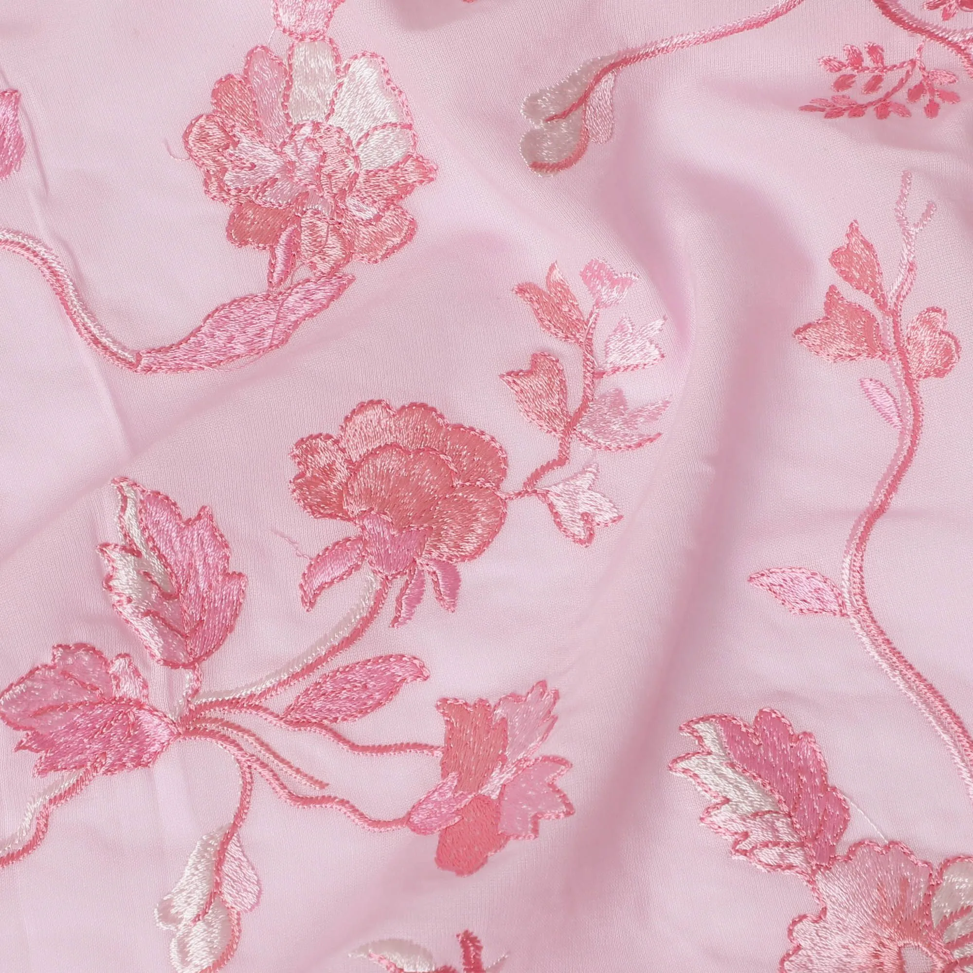 Rose Reverie Embroidered Cotton Voile Fabric - 110cm Width-D17563