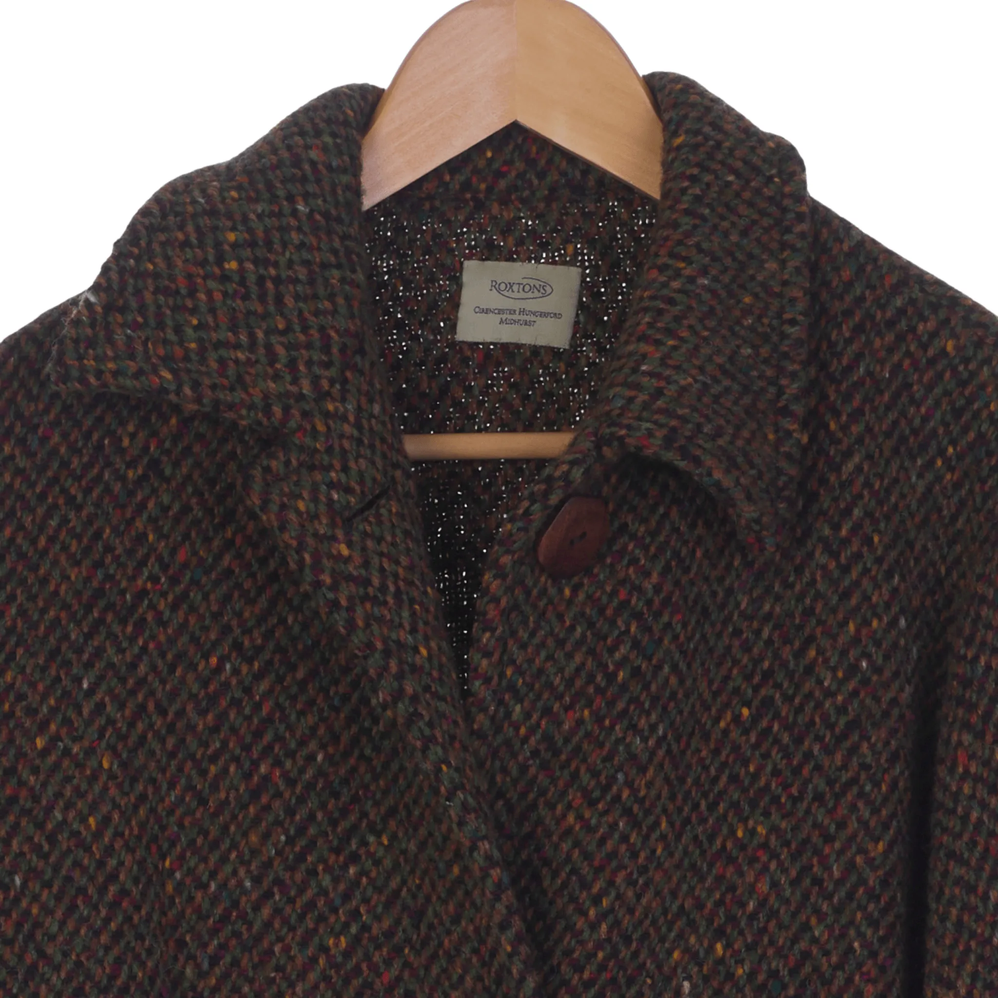 Roxtons Wool Brown Multi-Coloured Long Sleeved Jacket UK Size 14.