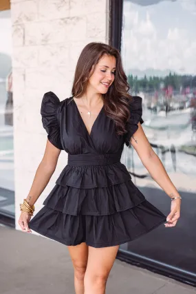 Ruffled Favorite Black Tiered Dress