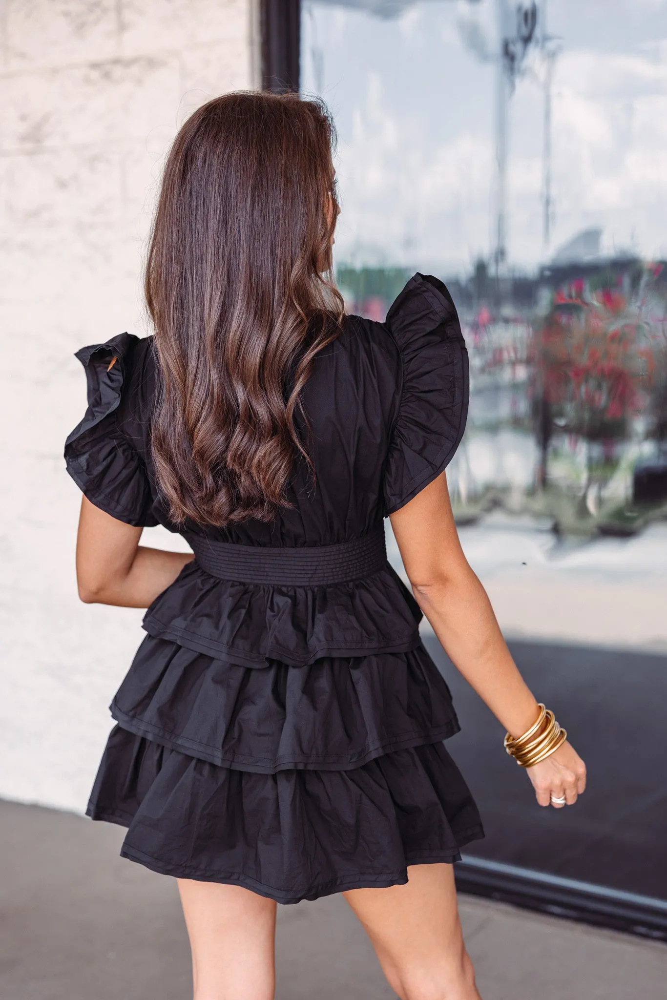 Ruffled Favorite Black Tiered Dress