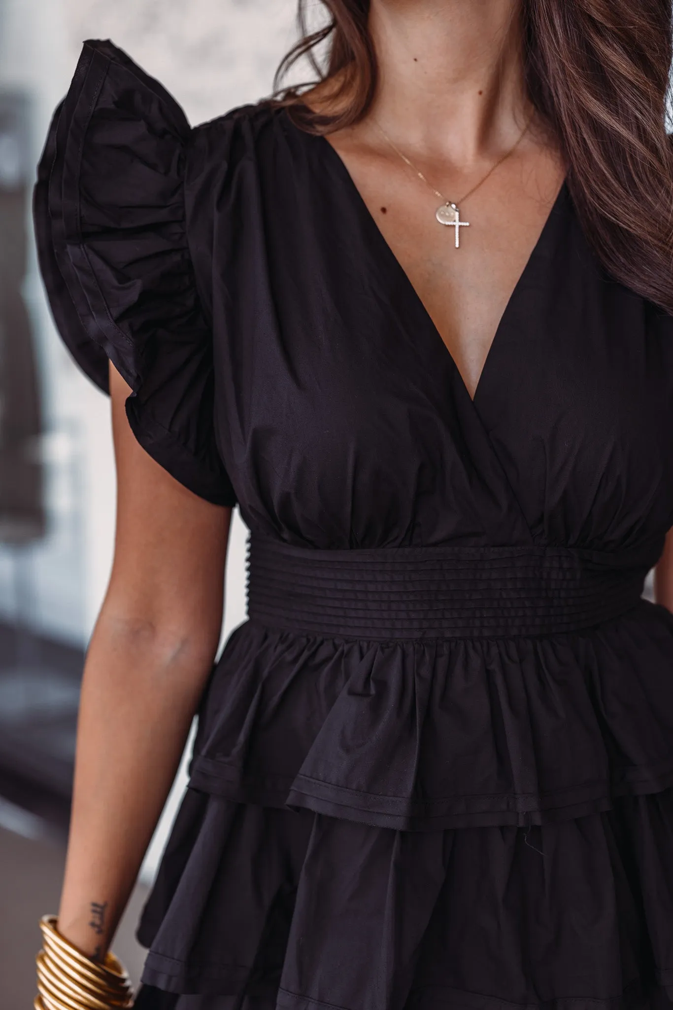 Ruffled Favorite Black Tiered Dress