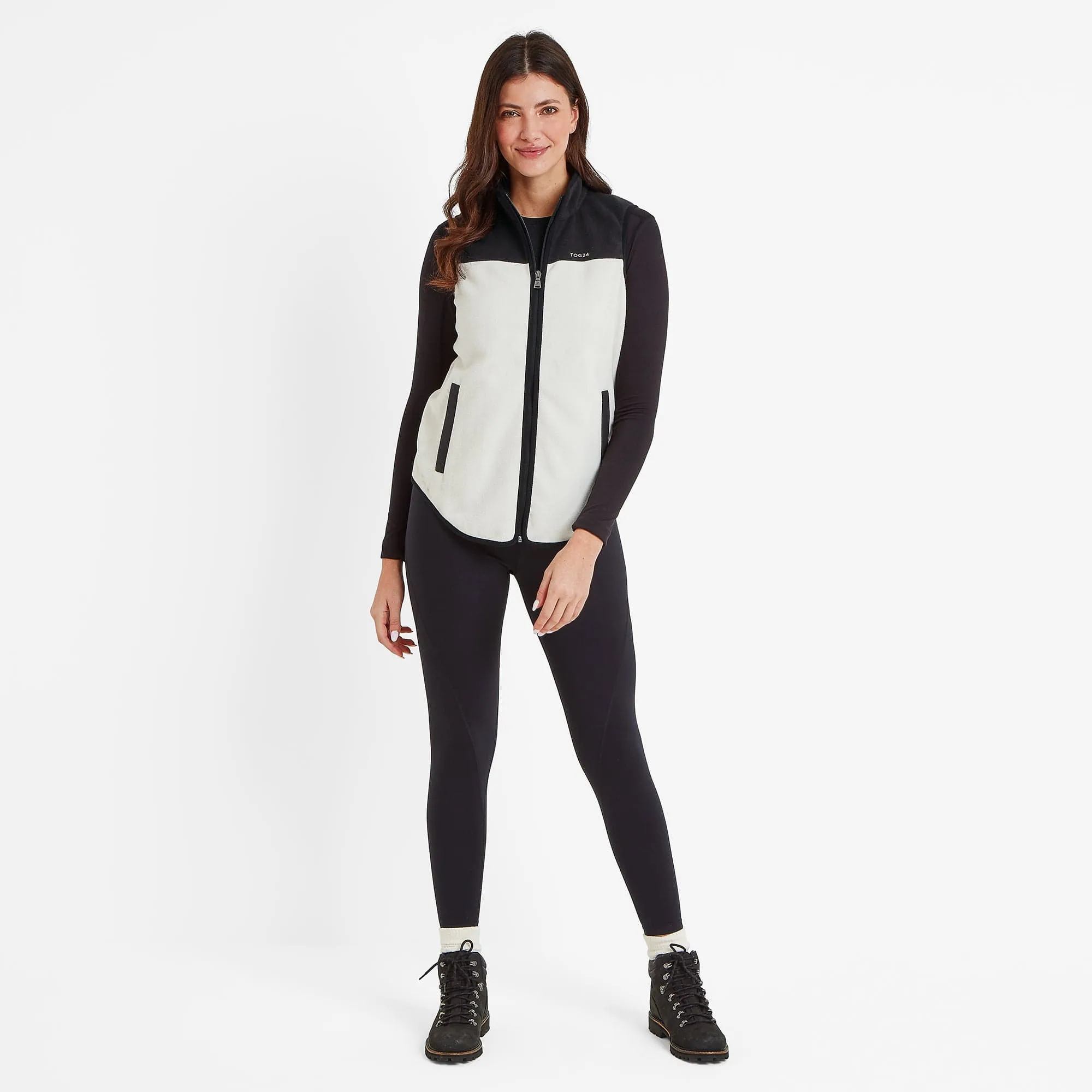 Sarel Womens Colour Block Fleece Gilet - Vanilla/Black