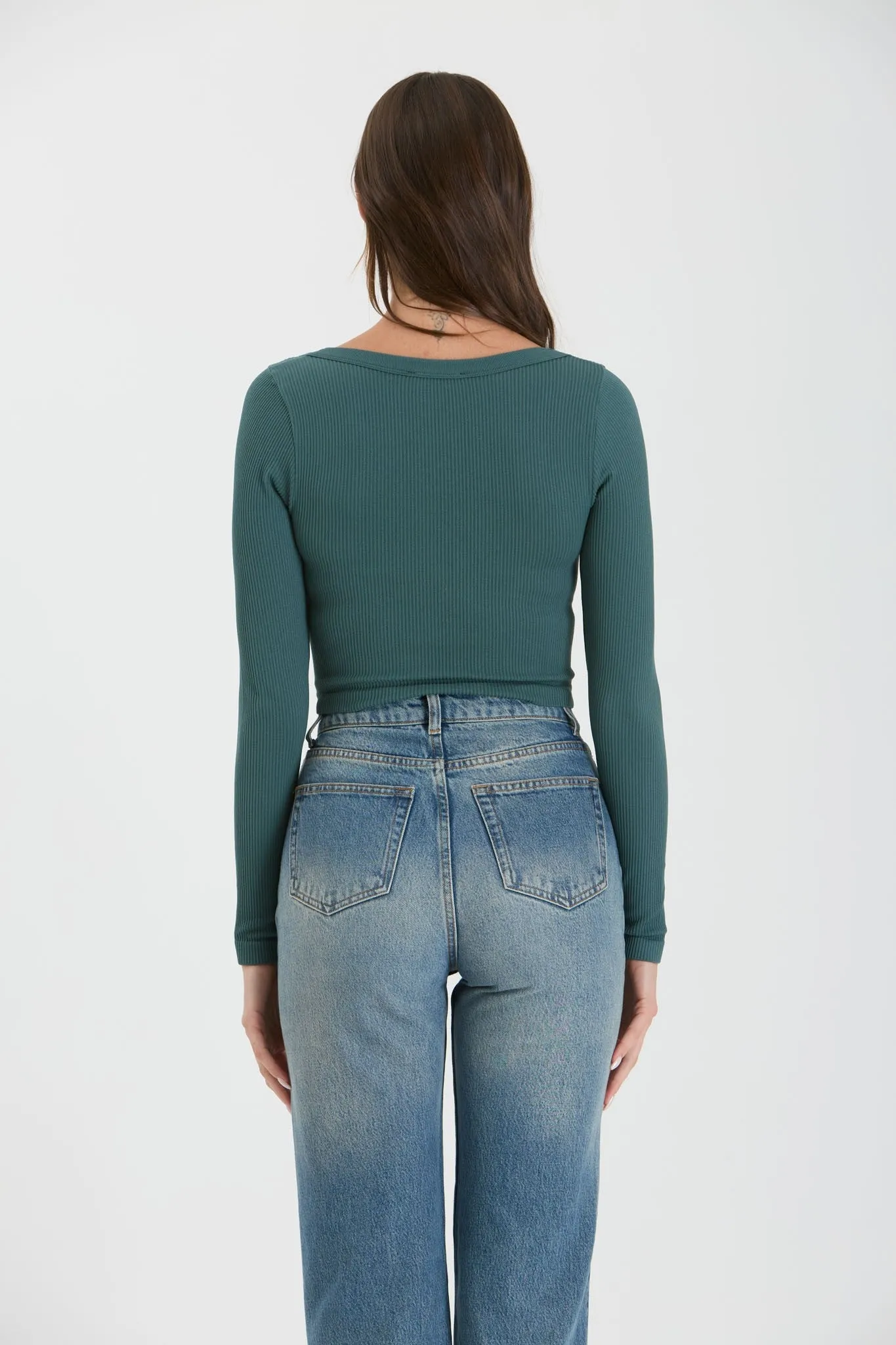 Scoop Neck Sweater Knit Crop Top