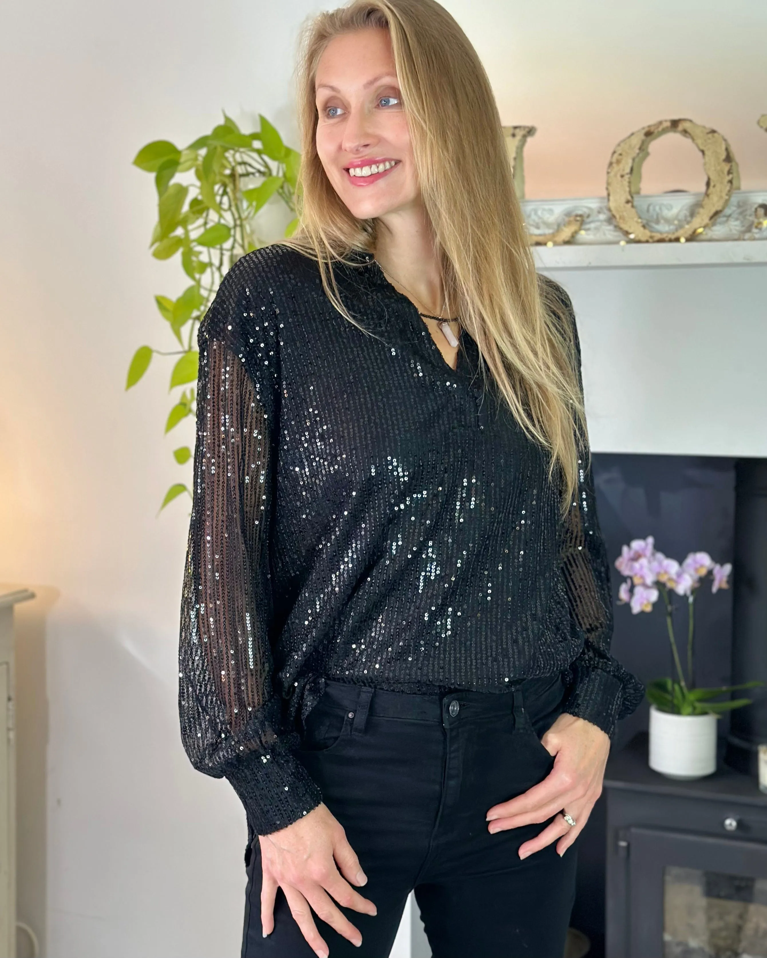 Sequin Shirt - Black