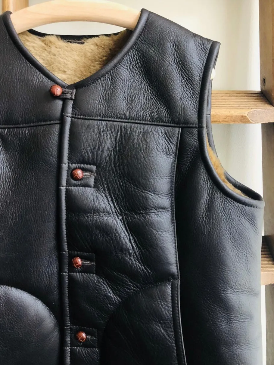 Sheepskin Gilet - Leather Aviator Sheepskin