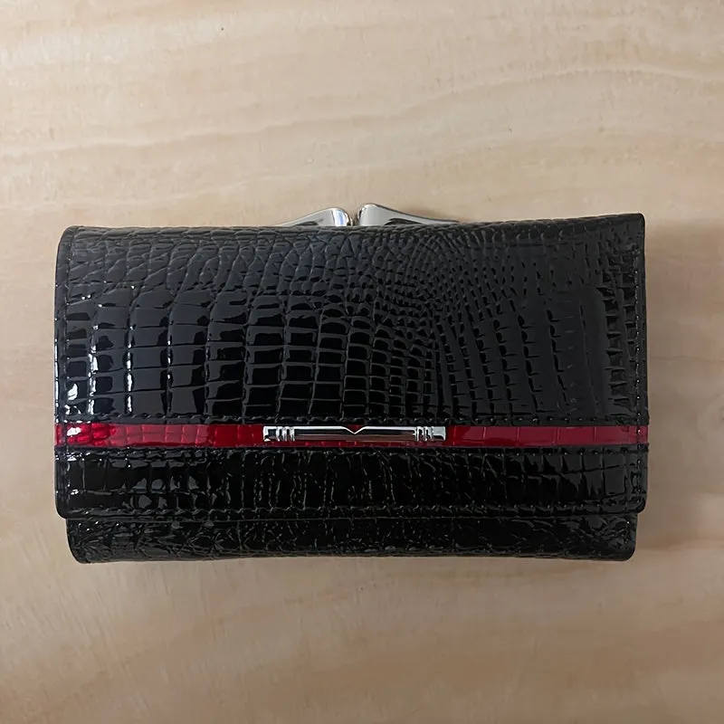 Short Mini Wallet, Patent Leather Versatile Fashion Style Coin Purse(13.0cm X 8.0cm X 3.0cm)