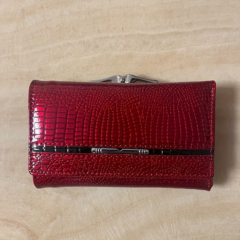 Short Mini Wallet, Patent Leather Versatile Fashion Style Coin Purse(13.0cm X 8.0cm X 3.0cm)