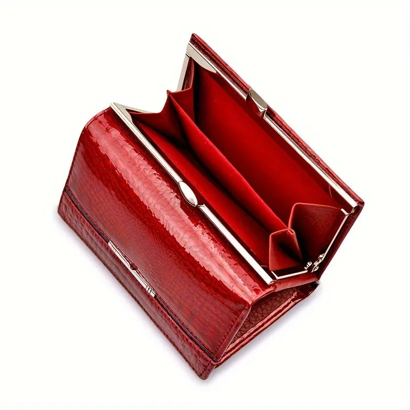 Short Mini Wallet, Patent Leather Versatile Fashion Style Coin Purse(13.0cm X 8.0cm X 3.0cm)