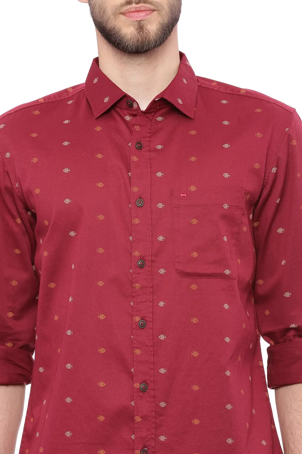 Slim Fit Printed Twill Shirt