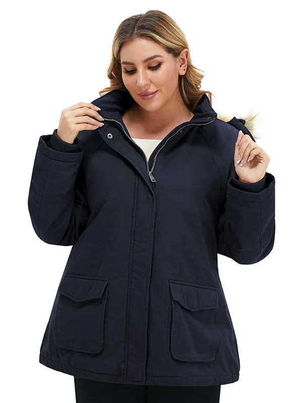 Soularge Women's Winter Plus Size Sherpa Lined Jacket