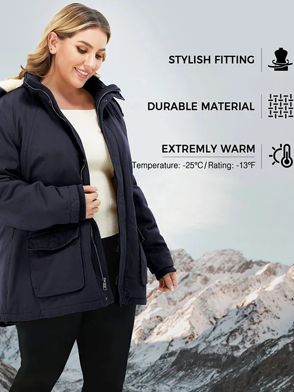 Soularge Women's Winter Plus Size Sherpa Lined Jacket